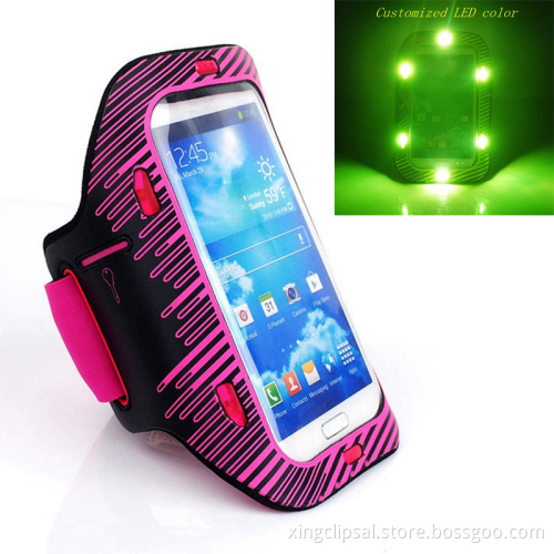 LED light Neoprene sports armband, led light armband, safety sport armband for iphone 6